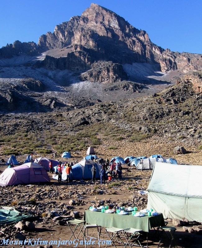 Breakfast table beneath Mawenzi peak