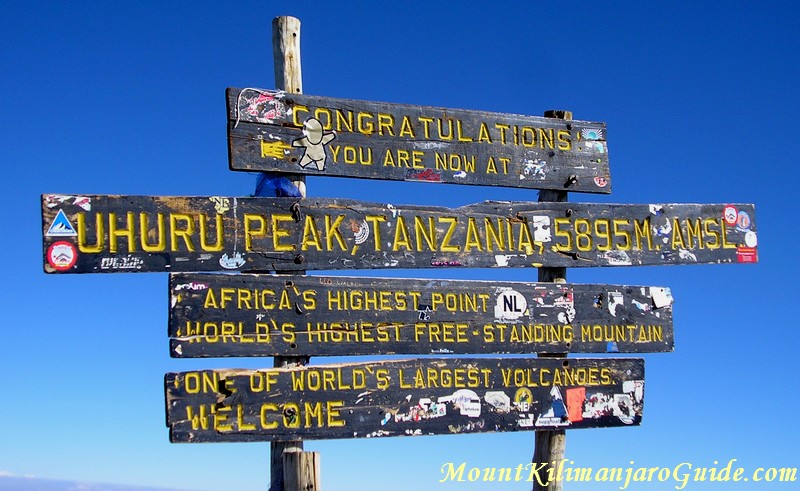 Official height of Mt. Kilimanjaro, 5895 m